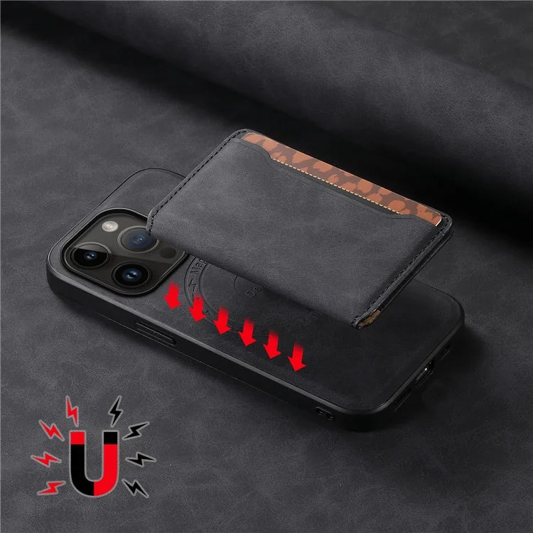 DENIOR D13 Wholesale Phone Case for iPhone 14 Pro PC+TPU+PU Leather Phone Protector with Detachable Magnetic Card Holder