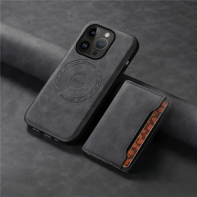 DENIOR D13 Wholesale Phone Case for iPhone 14 Pro PC+TPU+PU Leather Phone Protector with Detachable Magnetic Card Holder