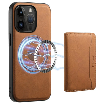 DENIOR D13 Wholesale Phone Case for iPhone 14 Pro PC+TPU+PU Leather Phone Protector with Detachable Magnetic Card Holder