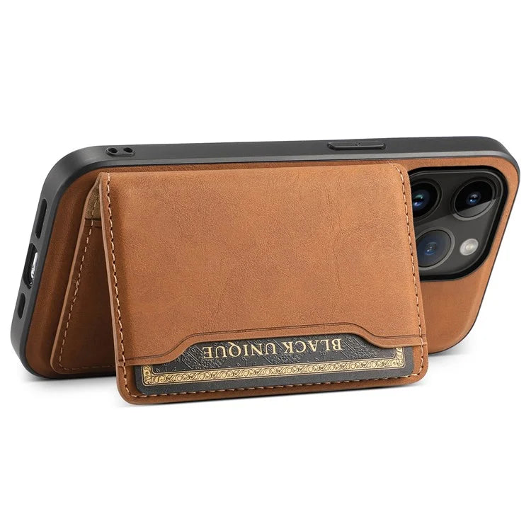 DENIOR D13 Wholesale Phone Case for iPhone 14 Pro PC+TPU+PU Leather Phone Protector with Detachable Magnetic Card Holder