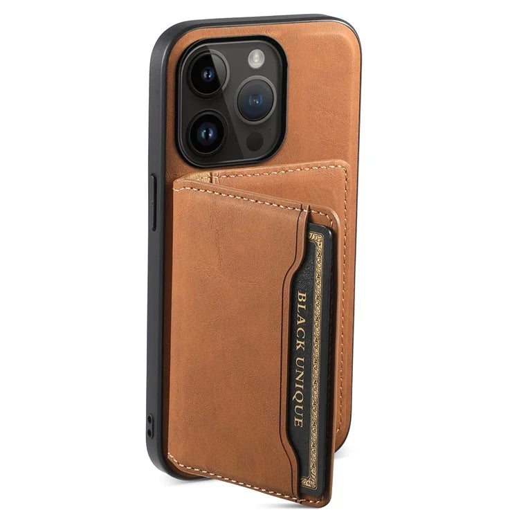 DENIOR D13 Wholesale Phone Case for iPhone 14 Pro PC+TPU+PU Leather Phone Protector with Detachable Magnetic Card Holder