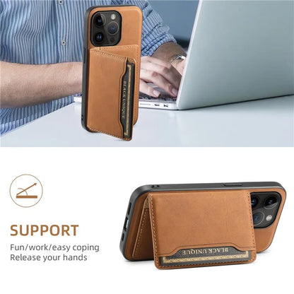 DENIOR D13 Wholesale Phone Case for iPhone 14 Pro PC+TPU+PU Leather Phone Protector with Detachable Magnetic Card Holder