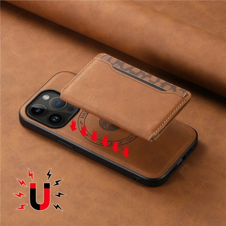 DENIOR D13 Wholesale Phone Case for iPhone 14 Pro PC+TPU+PU Leather Phone Protector with Detachable Magnetic Card Holder