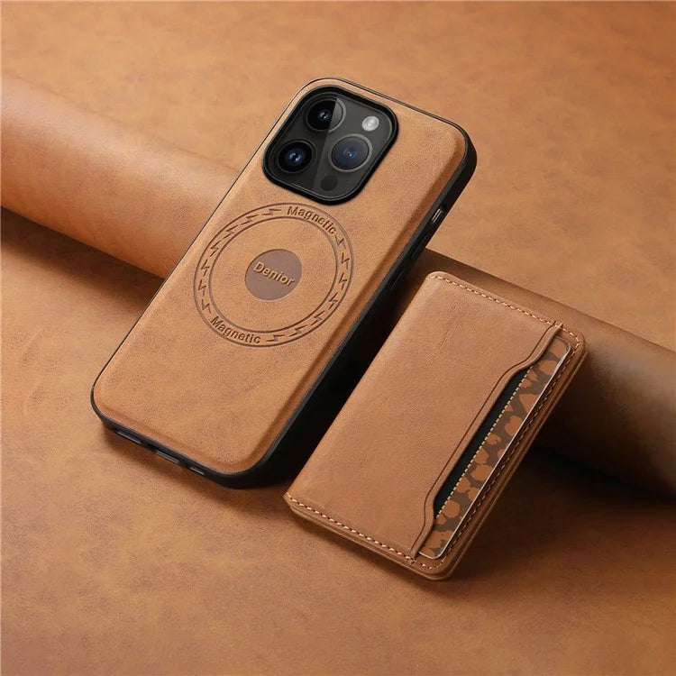 DENIOR D13 Wholesale Phone Case for iPhone 14 Pro PC+TPU+PU Leather Phone Protector with Detachable Magnetic Card Holder