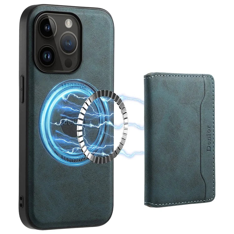 DENIOR D13 Wholesale Phone Case for iPhone 14 Pro PC+TPU+PU Leather Phone Protector with Detachable Magnetic Card Holder