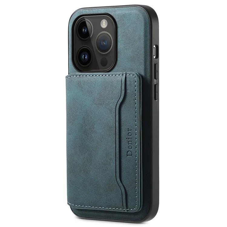 DENIOR D13 Wholesale Phone Case for iPhone 14 Pro PC+TPU+PU Leather Phone Protector with Detachable Magnetic Card Holder