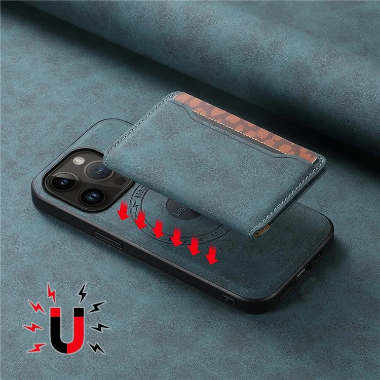 DENIOR D13 Wholesale Phone Case for iPhone 14 Pro PC+TPU+PU Leather Phone Protector with Detachable Magnetic Card Holder