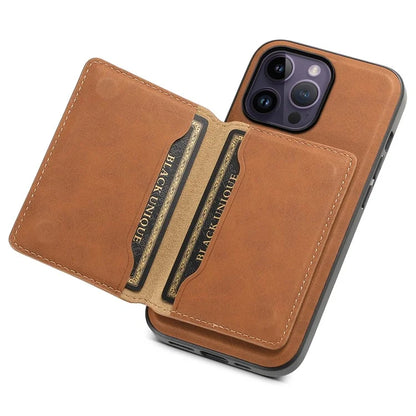 DENIOR D13 For iPhone 14 Pro Max Case Magnetic Retro Leather+TPU+PC Phone Cover with Detachable Card Bag