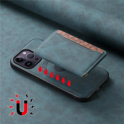 DENIOR D13 For iPhone 14 Pro Max Case Magnetic Retro Leather+TPU+PC Phone Cover with Detachable Card Bag