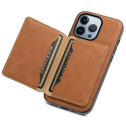 DENIOR D13 For iPhone 13 Pro Case Leather Phone Protective Cover with Detachable Magnetic Card Holder