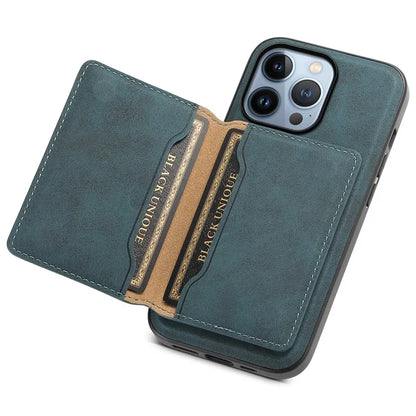 DENIOR D13 For iPhone 13 Pro Case Leather Phone Protective Cover with Detachable Magnetic Card Holder