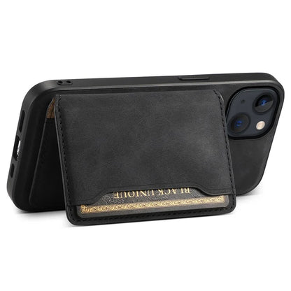 DENIOR D13 For iPhone 13 / 14 Case Leather Back Phone Cover with Detachable Magnetic Card Holder