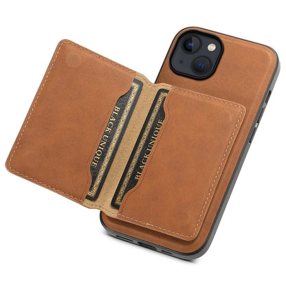DENIOR D13 For iPhone 13 / 14 Case Leather Back Phone Cover with Detachable Magnetic Card Holder
