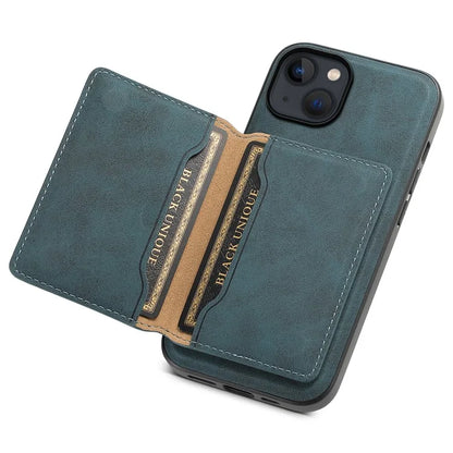 DENIOR D13 For iPhone 13 / 14 Case Leather Back Phone Cover with Detachable Magnetic Card Holder