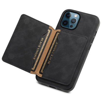 DENIOR D13 For iPhone 12 Pro Max Case Retro Texture PU+TPU+PC Magnetic Phone Case with Card Bag