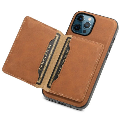 DENIOR D13 For iPhone 12 Pro Max Case Retro Texture PU+TPU+PC Magnetic Phone Case with Card Bag