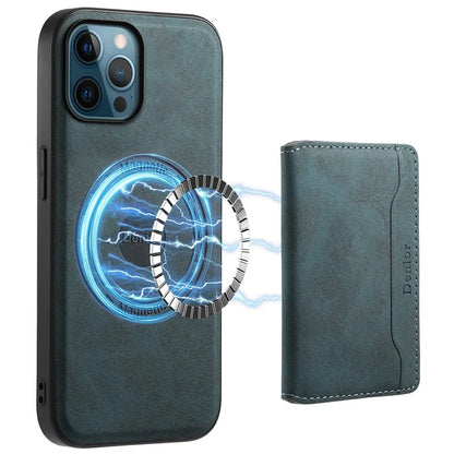 DENIOR D13 For iPhone 12 Pro Max Case Retro Texture PU+TPU+PC Magnetic Phone Case with Card Bag