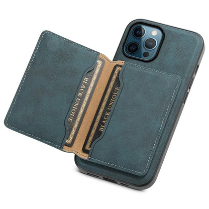 DENIOR D13 For iPhone 12 Pro Max Case Retro Texture PU+TPU+PC Magnetic Phone Case with Card Bag