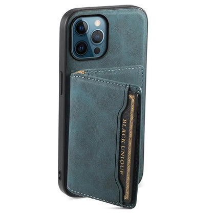DENIOR D13 For iPhone 12 Pro Max Case Retro Texture PU+TPU+PC Magnetic Phone Case with Card Bag