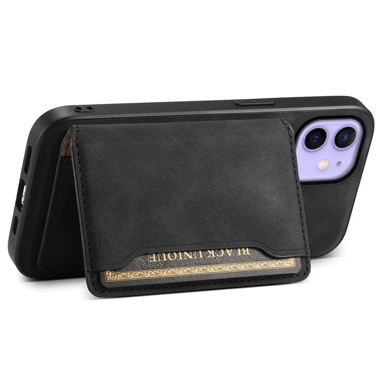 DENIOR D13 For iPhone 12 / 12 Pro Case Vintage PU Leather Back Cover with Detachable Card Holder