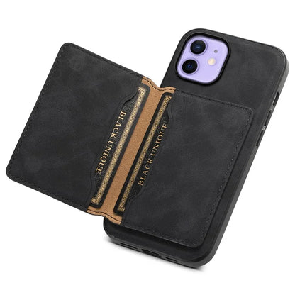 DENIOR D13 For iPhone 12 / 12 Pro Case Vintage PU Leather Back Cover with Detachable Card Holder