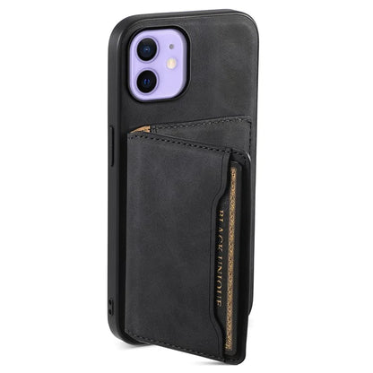 DENIOR D13 For iPhone 12 / 12 Pro Case Vintage PU Leather Back Cover with Detachable Card Holder