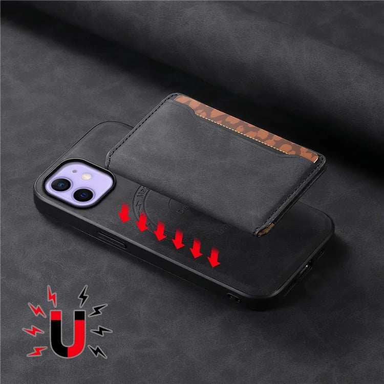 DENIOR D13 For iPhone 12 / 12 Pro Case Vintage PU Leather Back Cover with Detachable Card Holder