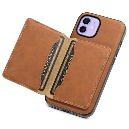 DENIOR D13 For iPhone 12 / 12 Pro Case Vintage PU Leather Back Cover with Detachable Card Holder