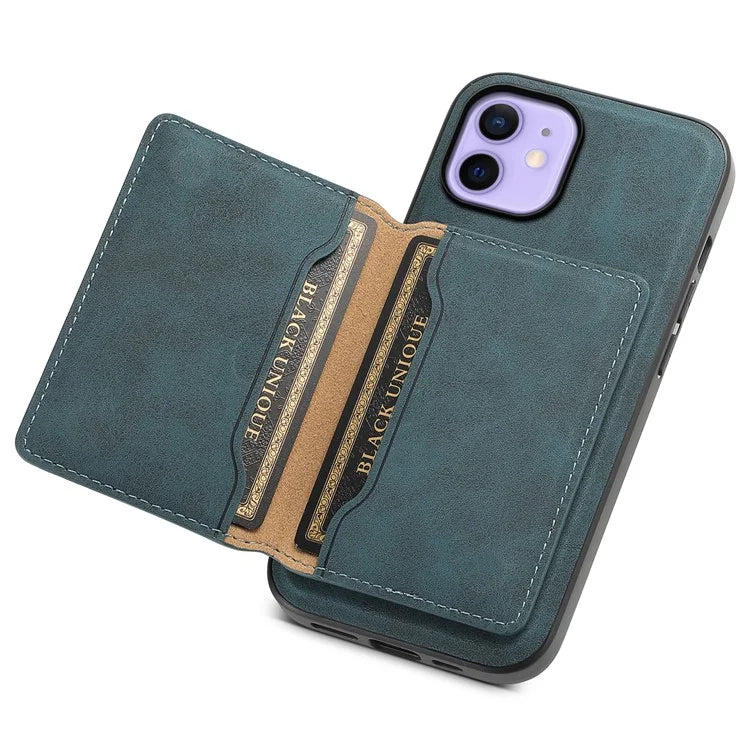 DENIOR D13 For iPhone 12 / 12 Pro Case Vintage PU Leather Back Cover with Detachable Card Holder