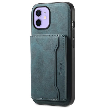 DENIOR D13 For iPhone 12 / 12 Pro Case Vintage PU Leather Back Cover with Detachable Card Holder
