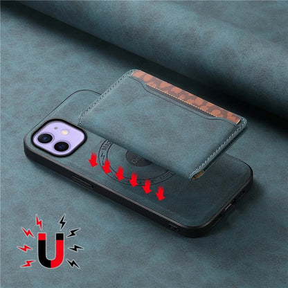 DENIOR D13 For iPhone 12 / 12 Pro Case Vintage PU Leather Back Cover with Detachable Card Holder