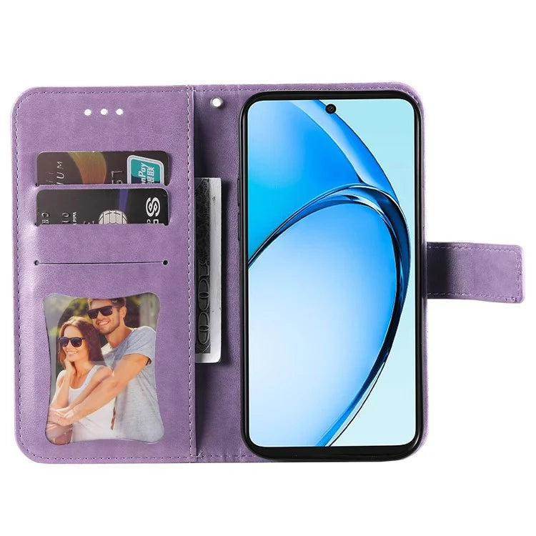 For Oppo A60 4G Case Flower Imprinted PU Leather Folio Wallet Phone Cover