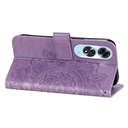 For Oppo A60 4G Case Flower Imprinted PU Leather Folio Wallet Phone Cover