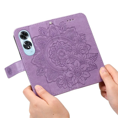 For Oppo A60 4G Case Flower Imprinted PU Leather Folio Wallet Phone Cover