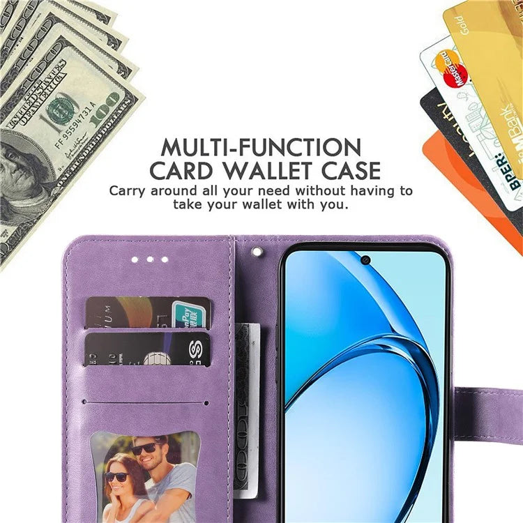 For Oppo A60 4G Case Flower Imprinted PU Leather Folio Wallet Phone Cover