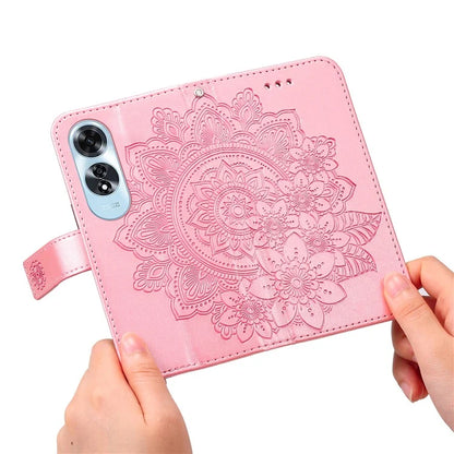 For Oppo A60 4G Case Flower Imprinted PU Leather Folio Wallet Phone Cover