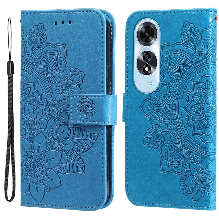 For Oppo A60 4G Case Flower Imprinted PU Leather Folio Wallet Phone Cover