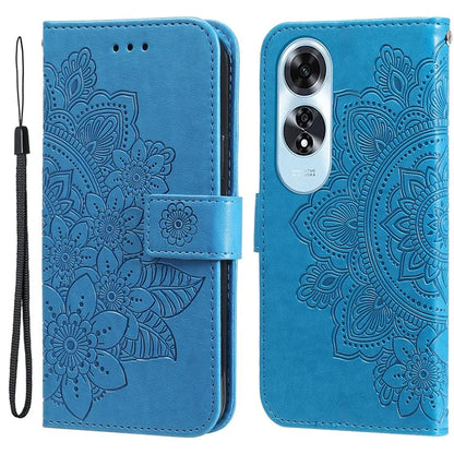 For Oppo A60 4G Case Flower Imprinted PU Leather Folio Wallet Phone Cover