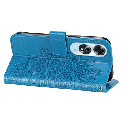For Oppo A60 4G Case Flower Imprinted PU Leather Folio Wallet Phone Cover