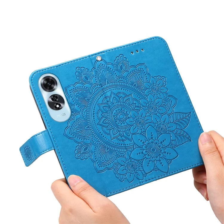 For Oppo A60 4G Case Flower Imprinted PU Leather Folio Wallet Phone Cover