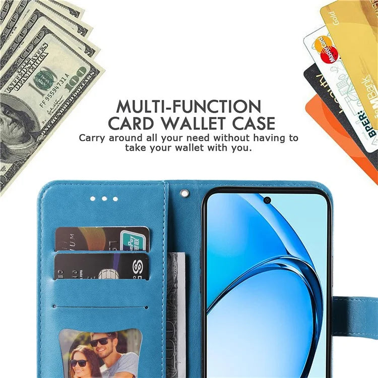 For Oppo A60 4G Case Flower Imprinted PU Leather Folio Wallet Phone Cover