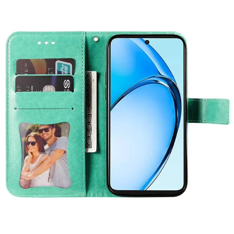 For Oppo A60 4G Case Flower Imprinted PU Leather Folio Wallet Phone Cover