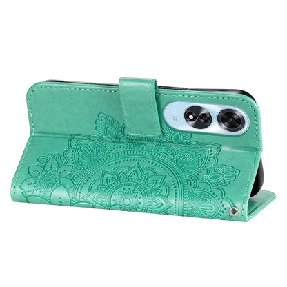 For Oppo A60 4G Case Flower Imprinted PU Leather Folio Wallet Phone Cover