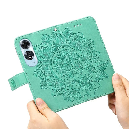 For Oppo A60 4G Case Flower Imprinted PU Leather Folio Wallet Phone Cover