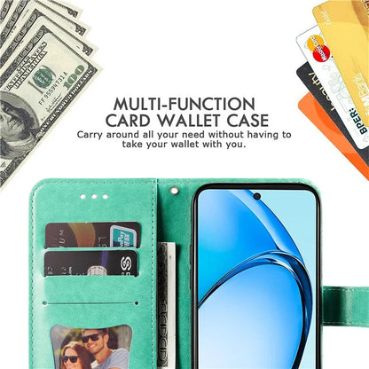 For Oppo A60 4G Case Flower Imprinted PU Leather Folio Wallet Phone Cover