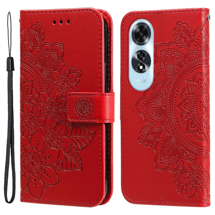 For Oppo A60 4G Case Flower Imprinted PU Leather Folio Wallet Phone Cover