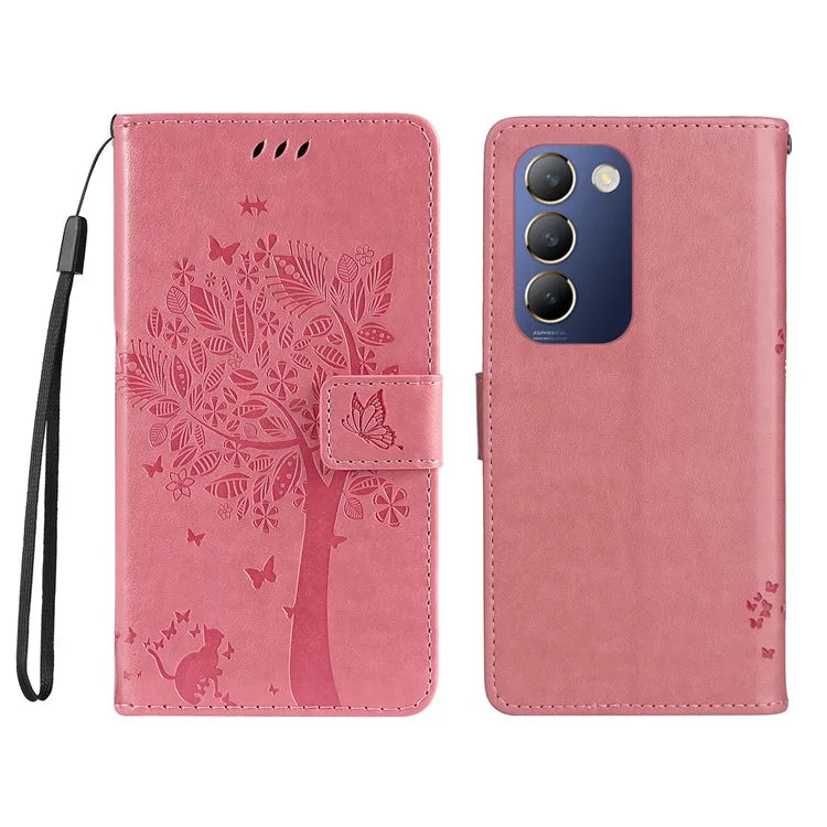 KT Imprinting Flower Series-3 For vivo V40 SE 5G / Y100 5G (Indonesia) / Y200e 5G / V30 Lite 5G (India) Case Leather Phone Wallet Cover