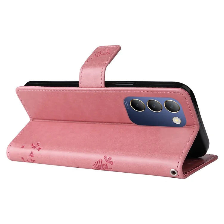 KT Imprinting Flower Series-3 For vivo V40 SE 5G / Y100 5G (Indonesia) / Y200e 5G / V30 Lite 5G (India) Case Leather Phone Wallet Cover