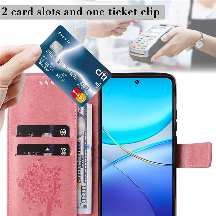 KT Imprinting Flower Series-3 For vivo V40 SE 5G / Y100 5G (Indonesia) / Y200e 5G / V30 Lite 5G (India) Case Leather Phone Wallet Cover