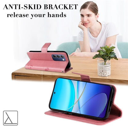 KT Imprinting Flower Series-3 For vivo V40 SE 5G / Y100 5G (Indonesia) / Y200e 5G / V30 Lite 5G (India) Case Leather Phone Wallet Cover